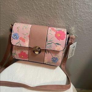 WOMENS' Mini Vegan Crossbody Purse Pink Floral With Strap